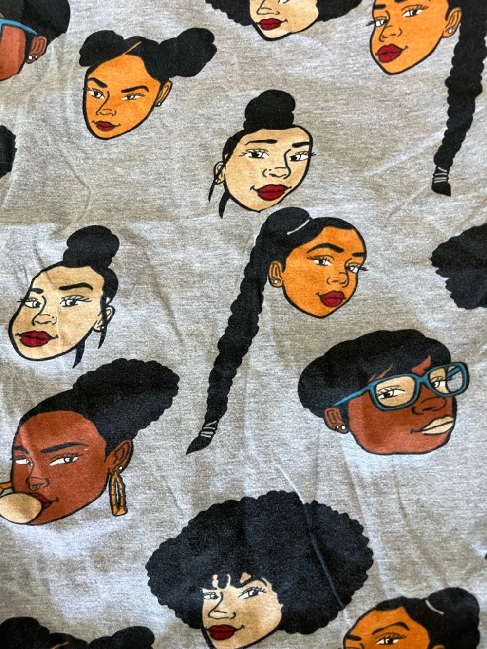 Women’s Grey Graphic Faces Drawstring Tee - Picture 3 of 3